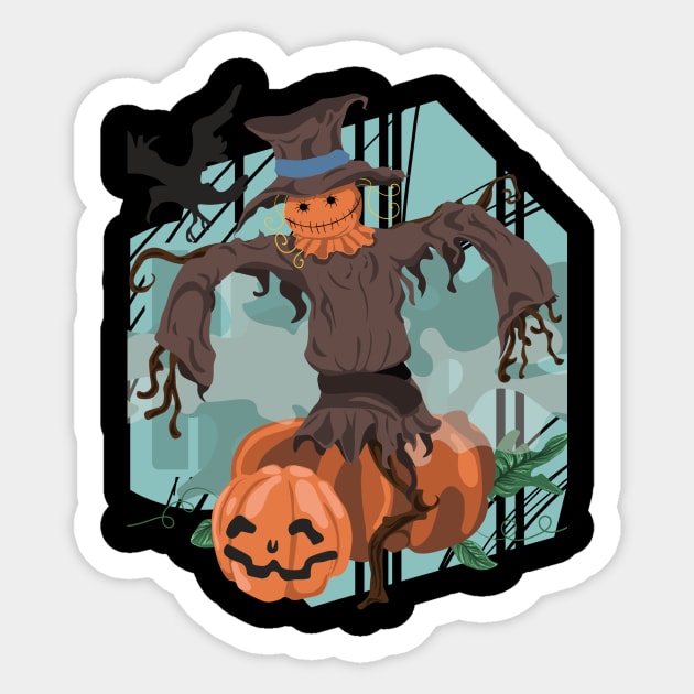 Scarecrow & Pumpkins - Halloween 2019 Sticker by OfficialTeeDreams